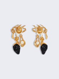 Pair of brass teardrop eye earrings - Ready-to-Wear Maison Schiaparelli at Schiaparelli