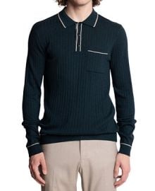 Paisley Gray Mens Tipped Long-Sleeve Polo Shirt - Macys at Macys