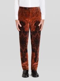 Paisley print velvet trousers  Men  Burgundy  ETRO at Etro