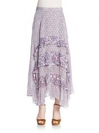 Paisley trimmed ruffled maxi skirt at Saks Off 5th