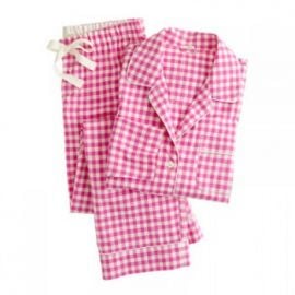 Pajama set in flannel gingham in pink at J. Crew