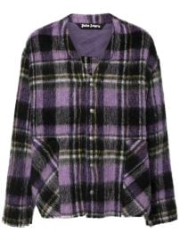 Palm Angels plaid-check Cardigan Purple at Farfetch