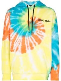 Palm Angels tie-dye logo-print cotton hoodie tie-dye logo-print cotton hoodie at Farfetch