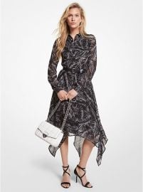 Palm Georgette Handkerchief Shirtdress at Michael Kors