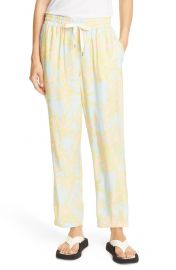 Palm Print Silk Charmeuse Pants at Nordstrom