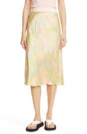 Palm Print Silk Charmeuse Slip Skirt at Nordstrom