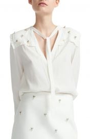 Palm Tree Embellished Tie Neck Shirt by Maje at Nordstrom