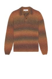 Palmes Alpaca Long Sleeve Knit Polo In Brown at Revolve
