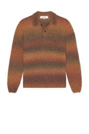 Palmes Alpaca Long Sleeve Knit Polo in Brown FWRD at FWRD