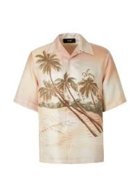 Palms Printed Silk Camp Shirt in Ivory at Farfetch