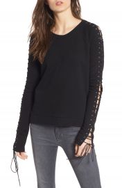 Pam   Gela Lace-Up Sleeve Sweatshirt at Nordstrom