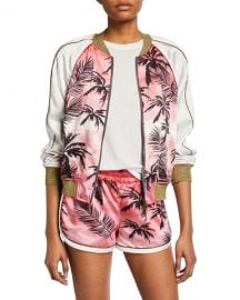 Pam  amp  Gela Colorblock Sunset Satin Baseball Jacket at Neiman Marcus