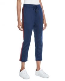 Pam  amp  Gela Cropped Drawstring Sweatpants w  Metallic Stripes at Neiman Marcus