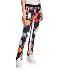 Pam  amp  Gela Fresh Cut Cigarette Floral Zip Track Pants at Neiman Marcus