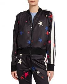 Pam  amp  Gela Star Side-Stripe Raglan-Sleeve Crop Track Jacket at Neiman Marcus