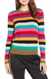 Pam  amp  Gela Stripe Metallic Trim Sweater at Nordstrom