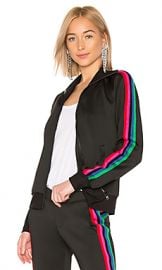 Pam  amp  Gela Track Jacket With Rainbow Stripes in Black from Revolve com at Revolve