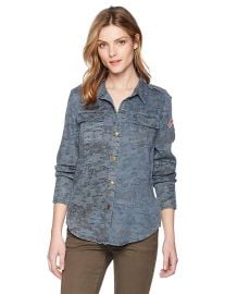 Pam  amp  Gela Women s Printed Camo Shirt at Amazon