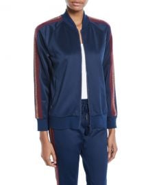 Pam  amp  Gela Zip-Front Track Jacket w  Metallic Stripes at Neiman Marcus