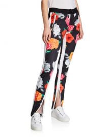 Pam  amp  GelaFresh Cut Cigarette Floral Zip Track Pants at Neiman Marcus