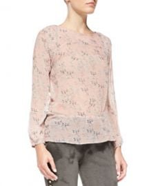 Pam and Gela Smock-Shoulder Floral-Print Blouse at Neiman Marcus