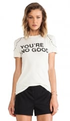 Pam and Gela Youre No Good Distressed Logo Tee in Studded Cream  REVOLVE at Revolve