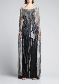 Pamella Roland Beaded Cape Gown - at Bergdorf Goodman