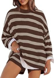 Panadila Womens Striped Sweater Set Oversized Lounge Sets Matching Pajamas Long Sleeve Sweater Top and Shorts at Womens Clothing store at Amazon