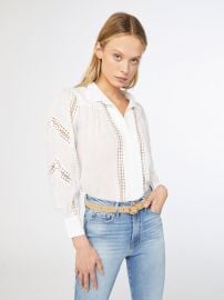 Panel Lace Button Up Blanc at Frame