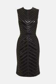 Panel Mix Leather Dress at Karen Millen