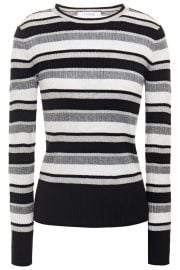 Panel-Stripe Metallic Ribbed Pullover Sweater by Frame at The Outnet