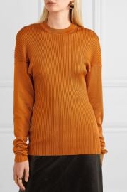 Paneled ribbed silk sweater at Net A Porter