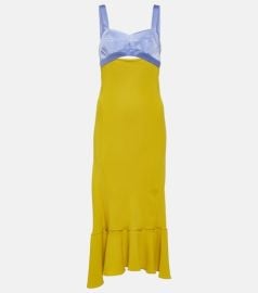 Paneled satin and cady midi dress at Mytheresa
