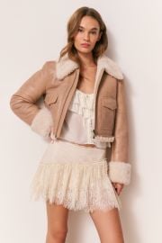Pansy Cropped Shearling Jacket at LoveShackFancy