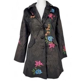 Paparazzi by BIZ Brown Embroidered Floral Boho Jacket Coat NWT Festival Artwear eBay at eBay