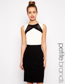 Paper Dolls Petite  Paper Dolls Petite Color Block Pencil Dress With Lace Inserts at Asos