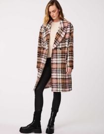 Park Plaid Textured Wool Coat - at Bernardo