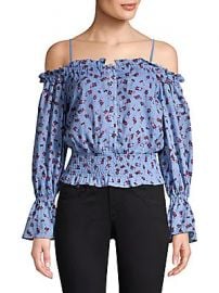 Parker - Tori Cold Shoulder Smocked Waist Floral Blouse at Saks Off 5th