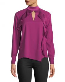 Parker Cianni Draped Ruffle Combo Top at Neiman Marcus