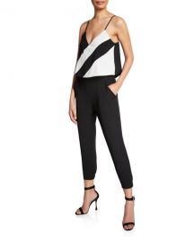 Parker Frida Combo Contrast Jumpsuit at Neiman Marcus