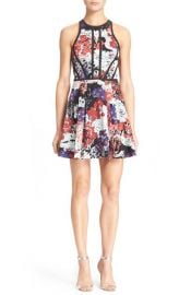 Parker Hudson Floral Print Fit and Flare Minidress at Nordstrom