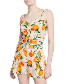 Parker Katarina Orange Sweetheart Linen Crop Top at Neiman Marcus