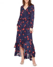 Parker Verity Poppy-Print High-Low Shirt Dress at Neiman Marcus