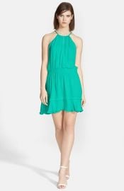 Parker and39Nathanand39 Ruffled Silk Halter Dress at Nordstrom