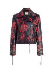 Parrot Tulip Leather Jacket at Roberto Cavalli