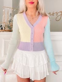 Pastel Perfection Color Block Cardigan Sweater Sassy Shortcake at Sassy Shortcake