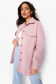 Pastel Wool Look Shacket at Boohoo