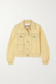 Pastel yellow Bleached organic denim jacket GANNI NET-A-PORTER at Net a Porter