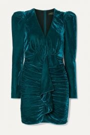 PatBO - Ruched draped stretch-velvet mini dress at Net A Porter