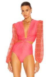 PatBO Crochet Sleeve Bodysuit and Shorts at Forward